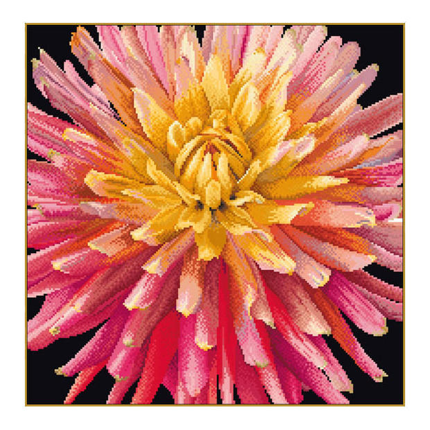 Rakuten - Thea Gouverneur クロスステッチ刺繍キットNo.441.05 「Dahlia」(ダリア 花/布色：黒) オランダ テア・グーヴェルヌール 【取り寄せ/納期40〜80日程度】