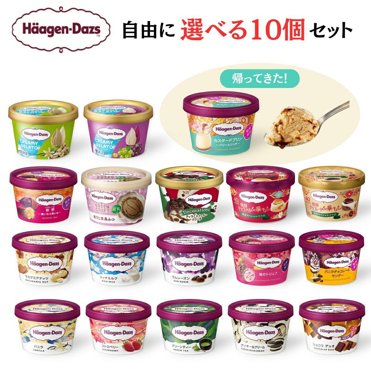 ハーゲンダッツ 選べる10個セット ミニカップ アイスクリーム ミニカップ アイスクリーム 敬老の日 熨斗 対応 イベントシール 内祝い 誕生日 出産祝い 詰め合わせ 詰合せ 快気祝い 退職祝い
