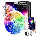 LEDテープライト 20M アプリとリモコン制御 音楽連動 1600万色 RGB ledライトテープ 調光調色 間接照明 両面テープ付き SMD5050 24V 4ピン 天井 廊下 ゲーム室 屋内装飾用 お祭り クリスマス飾り