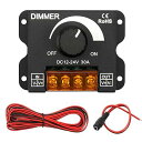 調光スイッチ 調光器 DC12-24V 30A ボリューム式単色テープLEDコントロールユニット + 専用DCジャックケーブル 5.5*2.1mm + テープLED用延長ケーブル 5m