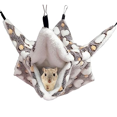 小動物用ハンモック ハムスター『二重層 2サイズ：34*34cm 20*20cm』小動物 ハンモック フェレット 保温 ふわふわ ペット ハンモック ハンモック 冬用 小動物 ケージ内装 取り付け簡単 吊り下げる 寝床 休憩所 遊び場 暖かい巣