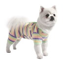 犬術後服 オス/メス別け 抗菌 皮膚保護 犬用パジャマ 自己設計 柔らかいコットン生地 伸縮性 全年用 犬の介護服 虹柄