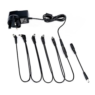 Pro 英国標準 電源アダプタ DC 9V 6 ウェイ デイジー チェーン ケーブル & 逆極性コード付き エフェクター用