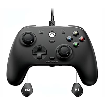 G7 Xbox Series X|S、Xbox One、Windows 10/11用有線コントローラー ブラック - 交換可能なホワイトフェイスプレート付き 遅延なし 3.5mmスタジオジャック 4つ振動モーター