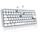ブルートゥースキーボード 308i ワイヤレスキーボード コンパクトキーボード 軽量 Bluetoothキーボード タイプライター (ホワイト)(2)