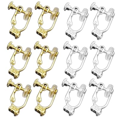 イヤリングコンバーター ネジ式 横型 ゴールド シルバー 2色6ペア シリコン カバー付き ノンホールコン..