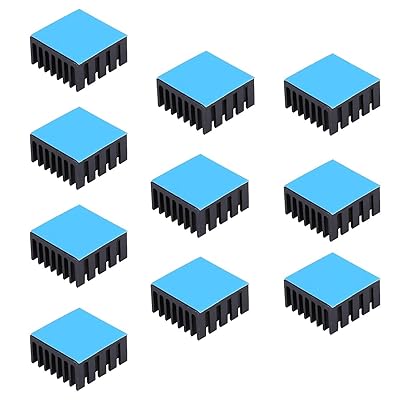 ヒートシンク 熱伝導性両面テープ付き 熱暴走対策 20mm X 20mm X 10mm 10個入り 冷却フィン アルミニウム製 放熱板 ファイア テレビ DIYキット ICチップ MOSFET 回路基板 ハイパワーLEDアンプに適用