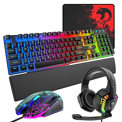 ゲーミングキーボードマウスヘッドホンハンドレストセット USBメンブレン式 有線 防水多機能マルチメディアキー 2400DPI調整なマウス 6つのボタン マウスパッド付き ハンドレスト ゲーミングヘッドセット RGBライト 有線 (ブラック+ヘッドセ ゲーミングキーボードマウスヘッドホンハンドレストセット USBメンブレン式 有線 防水多機能マルチメディアキー 2400DPI調整なマウス 6つのボタン マウスパッド付き ハンドレスト ゲーミングヘッドセット RGBライト 有線 (ブラック+ヘッドセ