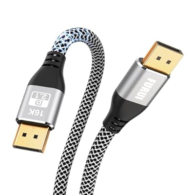 VESA 認証 Displayport 2.1 ケーブル 2M、 ナイロン編組 16K DP 2.0 ケーブル サポート80Gbps, 16K@60Hz, 8K@120Hz, 4K@240Hz / 165Hz, 2K@360Hz 、はラップトップ、テ