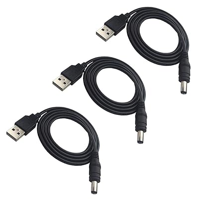 3 PCS 1m 5V USB to DC 5V 男性5.5 x 2.1mmアダプタケーブル電源ケーブルDC延長コード 22AWG（5V USB男性/DC男性）