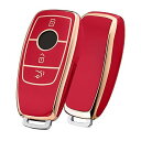 ベンツ キーケース ベンツキー カバー TPU 360度フルプロテクション 傷 防止 ベンツ アクセサリー 車 e系 キーケース (J-赤)(2)