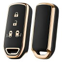 ホンダ N-BOXキーケース (4ボタン) ホンダ キーケース N-BOX/N-VAN/N-WGN/N-ONE キーカバー ホンダ アクセサリー tpu キーケース (金縁ブラック)(2)
