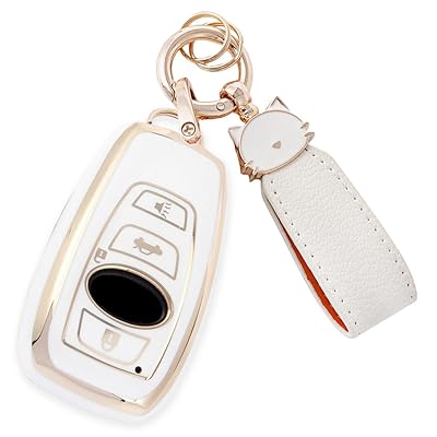 キーケース適合スバルフォレスターフレヴォーグ レガシィ B4 キーカバーインプレッサ G4 WRX S4 STI XV Outback BRZ スマピタくん (猫、ホワイト)