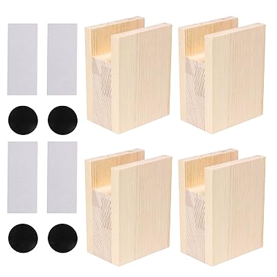 Kaittyoffice 4個入 家具ソフトフィート 継ぎ足 継脚 防湿 高さ調節 テーブル/ベッド用 凹型 パインウッド 溝幅4cm 10x7x13.5cm 木製 ウッドカラー