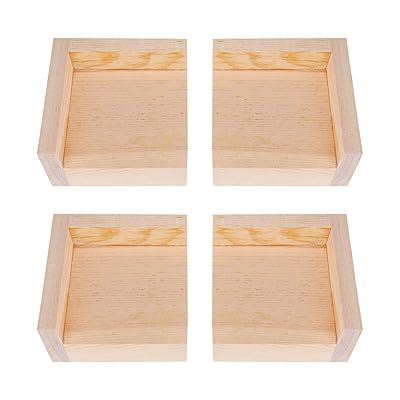 Kaittyoffice 4個入 木製 3cm高さを上げる 家具ソフトフィート 家具リフター 継ぎ脚 テーブル/机/ベッド用 防湿 L型 11.5x11.5x5.3cm