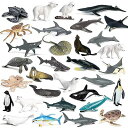 子供 模擬海洋動物模型 ミニサメ サメ イルカ カニ ペンギン 北極動物 セット クリスマス お正月プレゼント ミニ海洋動物 おもちゃ(北極動物模型-32個入)(3)