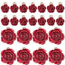 2種40個 バレンタインデー チャーム 薔薇 チャーム アクリルペンダント デコレーション 3D 花 ペンダント 花びら パーツ 花弁 ピアス 薔薇 イヤリング...