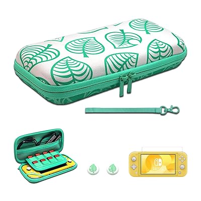 Switch Lite ケース ガラスフィルムが付き スイッチライト ケース 収納バッグ ゲームカード8枚収納 旅行用 耐衝撃 全面保護 防塵 小物収納可 持ち運び便利 ハンドストラップ付き