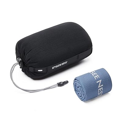 BeeNesting 速乾タオル スポーツタオル マイクロファイバータオル 軽量 吸水 コンパクト 収納袋付き 旅行 水泳 アウトドア 登山用 2枚セット (2XL+S,ネイビーブルー)