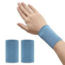 リストバンド 薄手 2枚セット 冷感 野球 テニス ランニングの汗吸収 速乾 通気性 ロング ショート スポーツ ヨガ 筋トレ スポーツ用 夏の日焼け防止対策 男女兼用 (ブルー, 8cm)