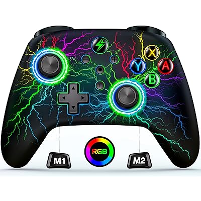 Switch コントローラー 無線 背面ボタン付き 【マクロ機能】 スイッチ コントローラー かっこいい 8色RGBライト 手動連射/連射ホルード スリープ解除 Switch プロコン 3階段TURBO 二重振動 ジャイロセンサー搭載 1000mAh