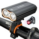 自転車用 LED ライト 2400ルーメン USB充電式 4400mAh アルミニウム合金製 防水 夜間ライディングに最適 緊急時対応 防災・地震対策 通勤・通...