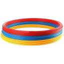 ド トレーニングリング 実用的 ステップ フープ サッカープラクティスト 外輪径40.5cm 内径37cm 12本 赤/青/黄 プラスチック
