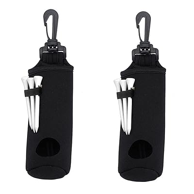 ゴルフボールポーチ ゴルフボールケース ティー3本 2色セット 軽量 フック付き 全3色 3個収納可能 おしゃれ配色 (ブラック、ブラック)