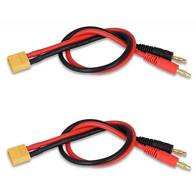 2パックXT60オスコネクタは4mmバナナプラグラジコンバッテリー充電ケーブルアダプターに変換されます for ラジコンRCヘリコプタークアッドコプターリポバッテリー用