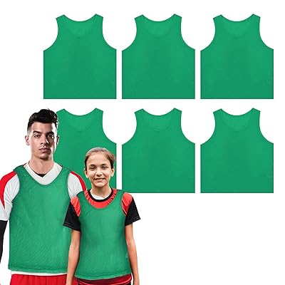 ビブス 6枚 大人用 ビブス 無地 ビブス バスケ サッカー 10色 吸汗 軽量 良通気 男女兼用 運動会 練習試合 (草の緑)