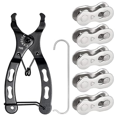 5ペア 自転車チェーンリンク スチール製 6/7/8 スピードチェーン バイクチェーンコネクタ 軽量 ミッシングリンク アクセサリー + 自転車チェーンプライヤー スチール製 修理工具 オープンクローズチェーン用具 取り付け・取り外す 自転車用 チェ