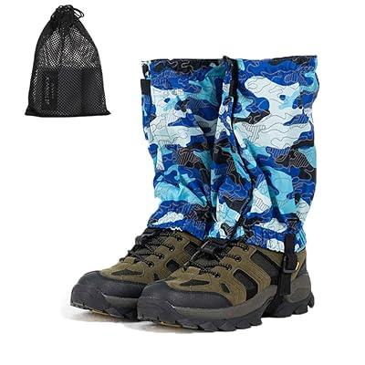 登山用ゲイター 防水 登山用ゲイター・スパッツ ショート ゲイター 軽量 通気 男女兼用 レッグカバー 軽量 防水 泥除け 砂よけ 雨 雪対策 収納袋付き ブルー迷彩