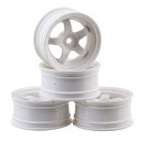 4個入 ホイールリム 5スポーク RC1:10 オンロードカー ドリフトカーのため スペアパーツ 径52mm 幅26mm ハブ12mm プラスチック材質 ホワイト