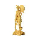 月の神 嫦娥 置物 木彫り 中秋 天女像 中国神話人物 手作り 美術品 中秋の贈り物 (高さ18cm×巾6cm×奥行4cm)