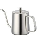 コーヒー ドリップポット 一人用 アウトドア コーヒーケトル 580ml 目盛り付き ステンレス キャンプ 直火 ケトル 細口 珈琲考具 蓋付き 銀色