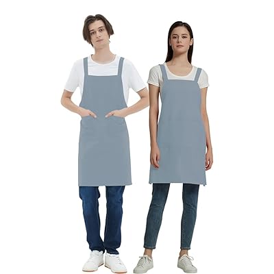 エプロン H型 首掛け シンプル 女性用 男性用 メンズ レデイース カフェエプロン 無地 おしゃれ 大容量ポケット 汚れにくい シワ防止 男女兼用無地 髪崩れ無し ノーアイロン 透けない ポケット付き 料理教室用エプロン M(150~175cm),