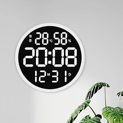 LED壁掛け時計 温度計湿度計 自動感応夜光 ルミナスデジタル 静音 リモコン付き 壁掛け時計 省エネ 照明 多機能 寝室/リビングルーム/浴室用 (White) LED壁掛け時計 温度計湿度計 自動感応夜光 ルミナスデジタル 静音 リモコン付き 壁掛け時計 省エネ 照明 多機能 寝室/リビングルーム/浴室用 (White)