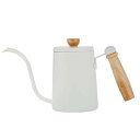 コーヒーポット 木柄 ドリップケトル 600ML スケール 蓋付き キャンプ ドリップポット ステンレス ブラック 細口 コーヒーケトル メモリ付き