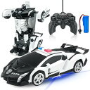 ラジコンカー 変形 ロボット 車おもちゃ スタントカー ロボットに変身でき LED搭載 360度回転 リモコン RCカー モデルカー こども向け 子供おもちゃ 誕生日 クリスマス プレゼント (黒白)