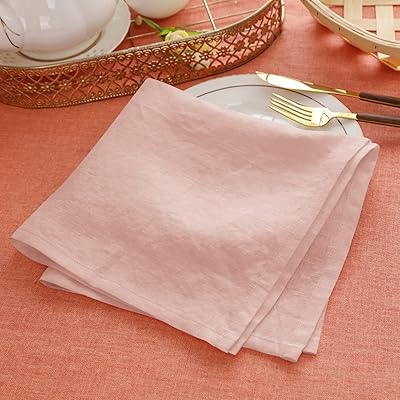 テーブル ナプキンセット ナフキンセット ワイントーション テーブルナプキン 100％麻製 4 個セット |パーティー、自宅、カフェ、レストラン、ホテルに最適 - 洗濯機で洗えます 桃色