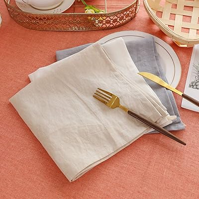 テーブル ナプキンセット ナフキンセット ワイントーション テーブルナプキン 100％麻製 4 個セット |パーティー、自宅、カフェ、レストラン、ホテルに最適 - 洗濯機で洗えます 麻色