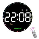 デジタル時計 掛け時計 壁掛け時計 静音 発光 LEDデジタル電子壁掛け時計 目覚まし時計 音なし 壁掛け温度計湿度計 LEDデジタル柱時計 壁飾り省エネ自動 センシング発光 (七色秒動(直径25cm))