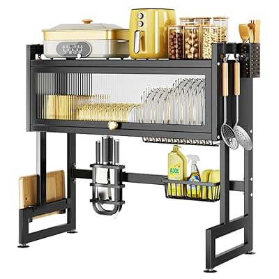 水切りラック シンク上 大容量 シンク上 水切りラック ディッシュラック 水切り棚 キッチン 水切りラック キッチンドレイナー 滑り止め 省スペース (幅105*高さ69cm, ブラック)