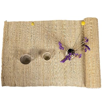 テーブルランナー 手織り布 ちょま生地夏布 天然素材シンプル 素朴なモダン 中華風和風侘寂わびさび禅茶席 断熱テーブル保護 食卓飾り ティーマット リビングルーム レストラン 茶室 多用途多機能 (麻黄色 35×200cm)