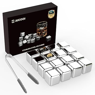 16個 アイスキューブ 溶けない氷 男性向け 誕生日プレゼント 父の日 ンレス鋼の角氷 ステ ドリンクジュースまたはソーダ用のステンレス鋼の角氷 (銀16粒)