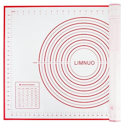 クッキングマット シリコンマット パンマット 製菓マット 目盛り付き 大きいサイズ 食品級シリコーン 滑り止め 製菓道具 (50x70cm, レッド)