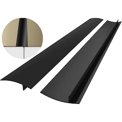 洗面台 スキマパッキン 隙間ガード 53*5.5*1CM 2本 シリコン隙間フィル 接着剤不要 裁断可能 水はね防止 掃除 ほこり 落下防止 化粧台 流し台 洗濯パン シンク キッチン 浴室用 (ブラック)