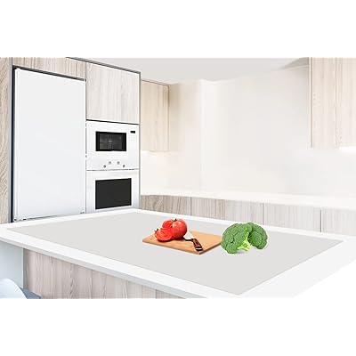 調理台保護マット 特大シリコンマット 120×60cm キッチンカウンタープロテクターマット 厚さ2mm 滑り止め カット可能 耐熱 柔軟 傷防止 防水 吸音 コンパクト収納 ライトグレー