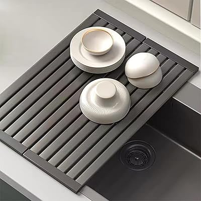 食器水切りラック 調理台 32~60cm選択可能 52cm キッチン 収納 ステンレス スチール 台所 水切りラック シンク上 食器乾燥ラック ガングレー 二つ折り