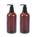 ポンプ瓶 500ml ポンプボトル 遮光瓶 ドロップポンプ 詰め替え容器 シャンプーハンドソープ PET製 2本セット(茶色/ポンプヘッドのランダムカラー)
